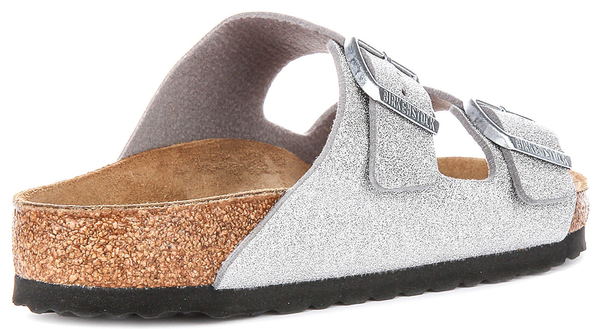 Birkenstock Arizona-sandalen | metallic zilverkleurig Birko-Flor - metallic afwerking voor dames - normale pasvorm