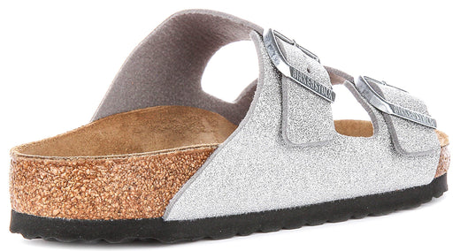 Birkenstock Arizona-sandalen | metallic zilverkleurig Birko-Flor - metallic afwerking voor dames - normale pasvorm