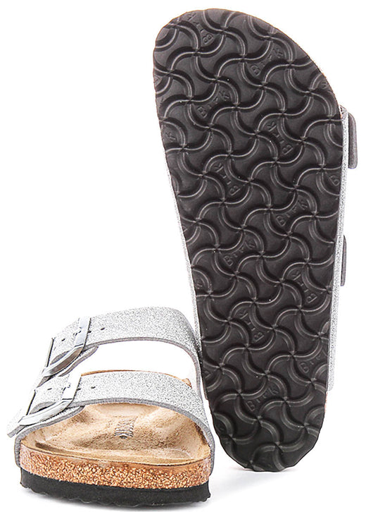 Birkenstock Arizona-sandalen | metallic zilverkleurig Birko-Flor - metallic afwerking voor dames - normale pasvorm