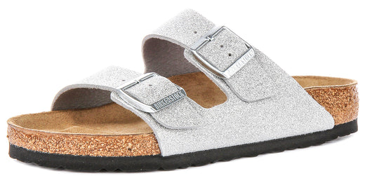Birkenstock Arizona-sandalen | metallic zilverkleurig Birko-Flor - metallic afwerking voor dames - normale pasvorm