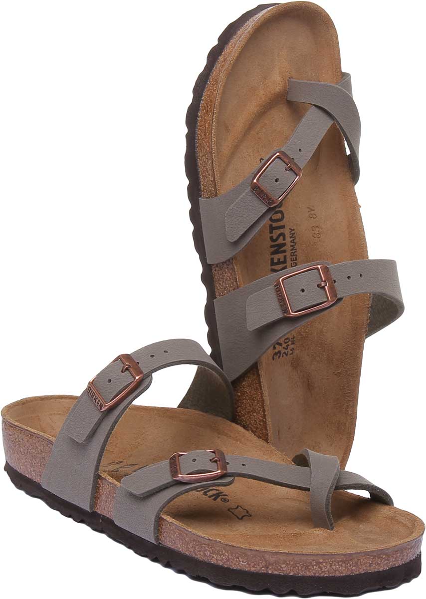 Sandalias Birkenstock Mayari | Birko-Flor color piedra con acabado metálico para mujer