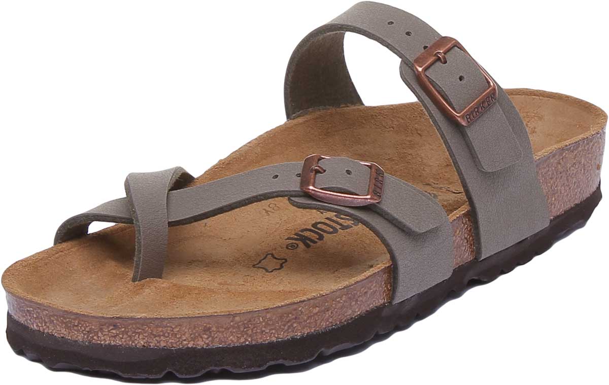 Sandalias Birkenstock Mayari | Birko-Flor color piedra con acabado metálico para mujer