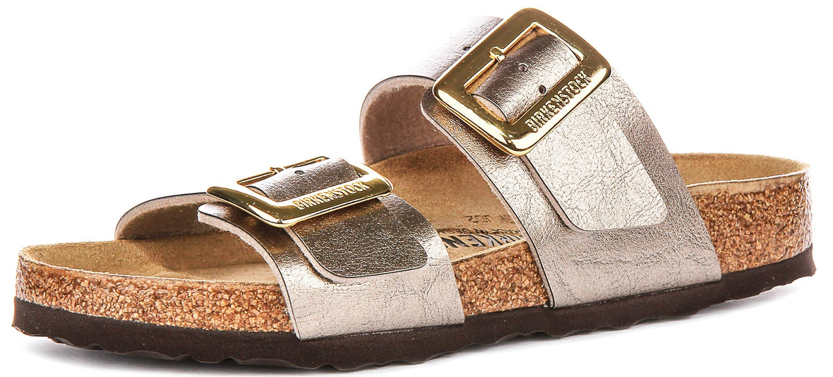 Birkenstock Sydney-klompen met kussen | taupekleurig suède voor dames - normale pasvorm