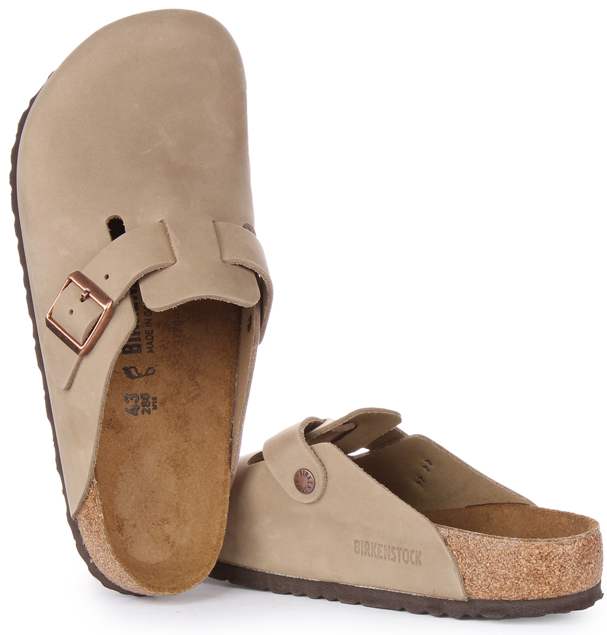 Zuecos Birkenstock Boston | Piel auténtica color tabaco para mujer