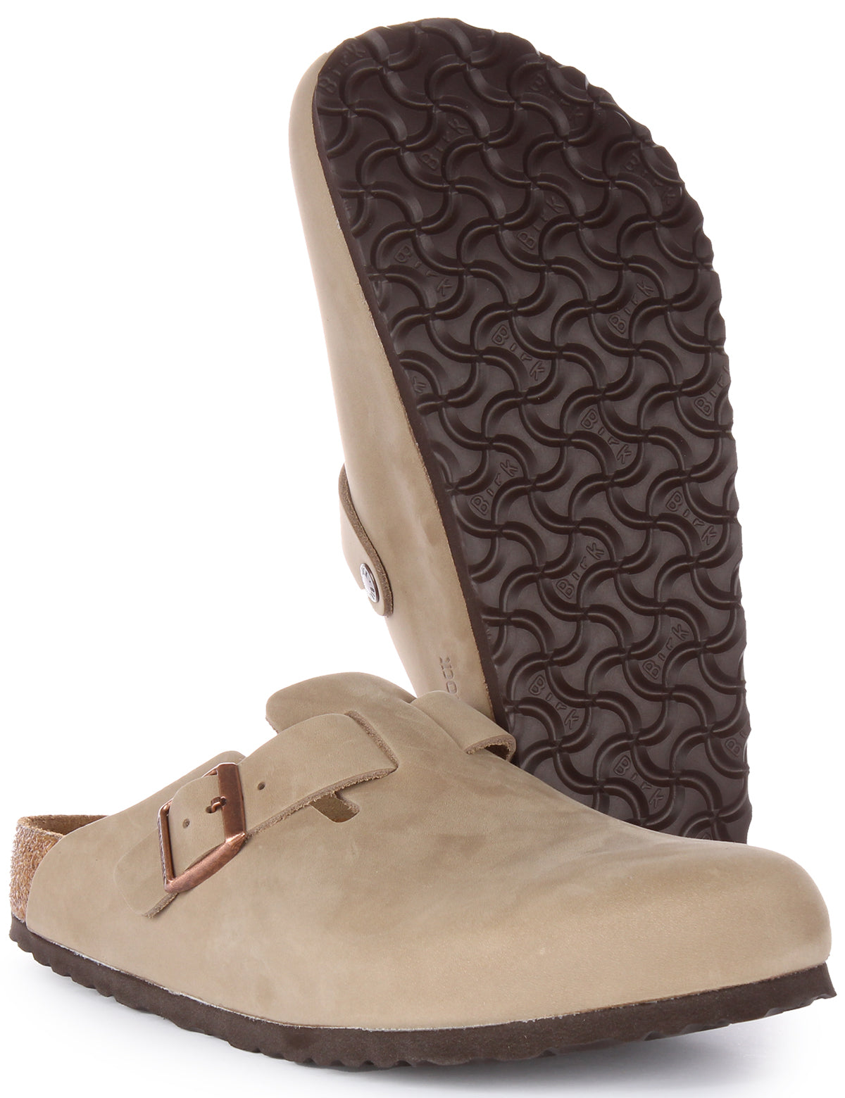 Zuecos Birkenstock Boston | Piel auténtica color tabaco para mujer
