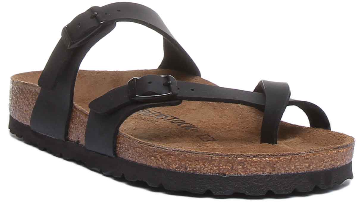 Sandales Birkenstock Mayari | Noires en Birko-Flor - finition métallisée pour femme