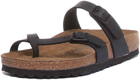 Sandales Birkenstock Mayari | Noires en Birko-Flor - finition métallisée pour femme