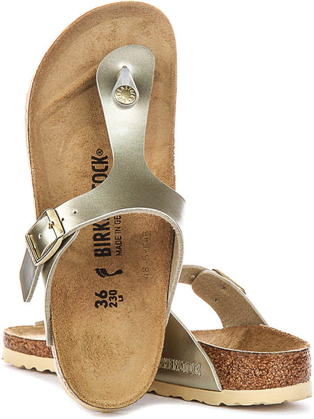Sandalias Birkenstock Gizeh | Birko-Flor dorado para niños - Horma estrecha
