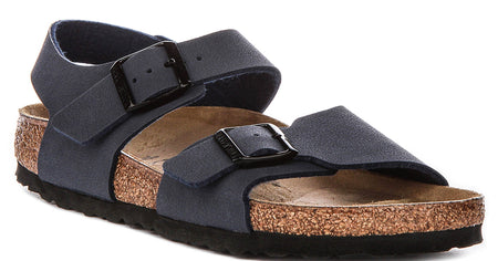 Scarpe Birkenstock New York | Materiale della tomaia originale Birkenstock blu navy per bambini - Calzata stretta