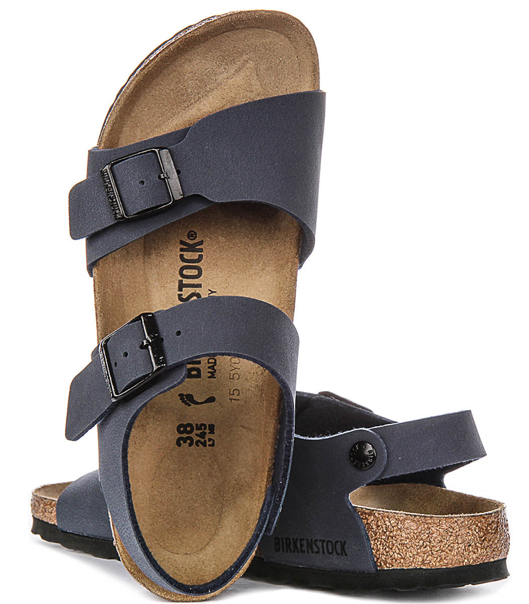 Scarpe Birkenstock New York | Materiale della tomaia originale Birkenstock blu navy per bambini - Calzata stretta