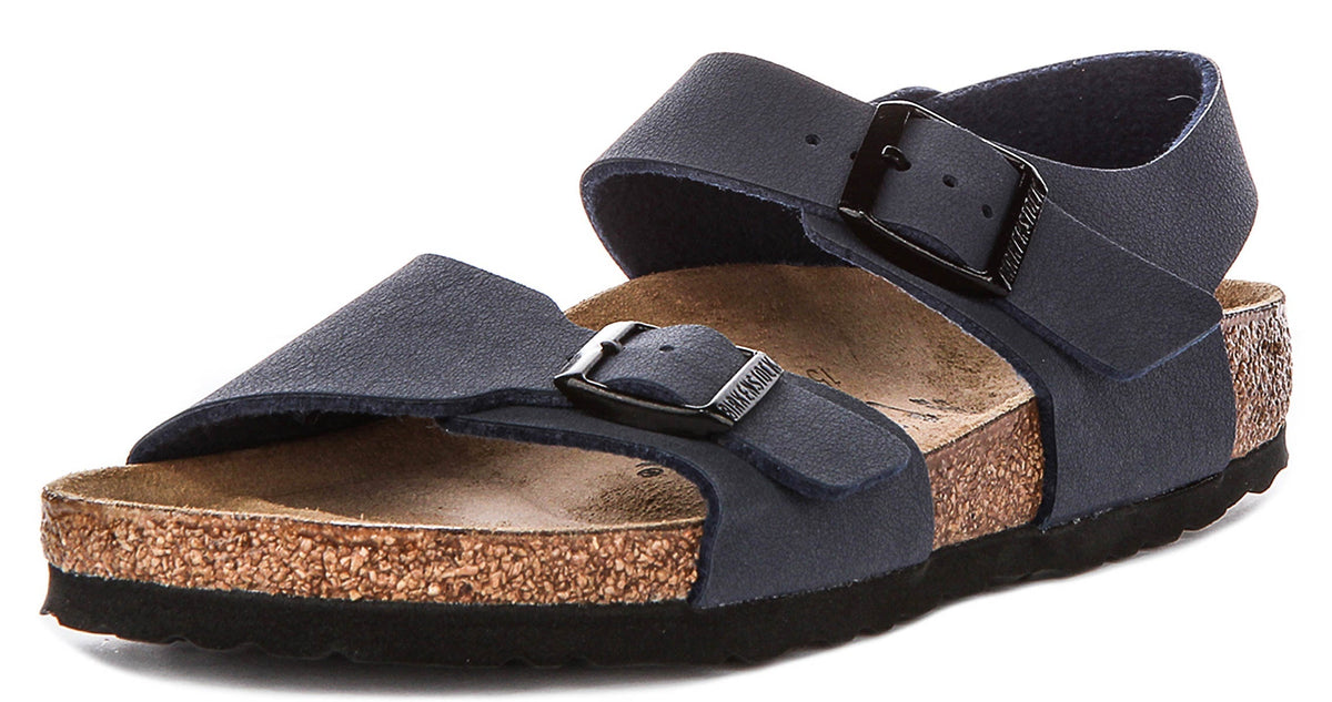 Scarpe Birkenstock New York | Materiale della tomaia originale Birkenstock blu navy per bambini - Calzata stretta